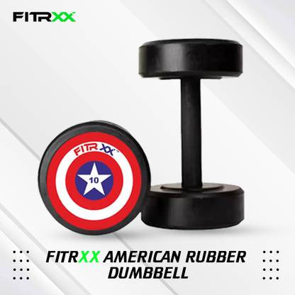 FITRXX Captain America Style Black Rubber Dumbbells hulk series 10kgX 2 Fixed Weight Dumbbell