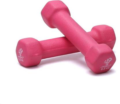 JIMWALT Neoprene Coated (0.5Kg*2 = 1Kg ) Pink Fixed Weight Dumbbell