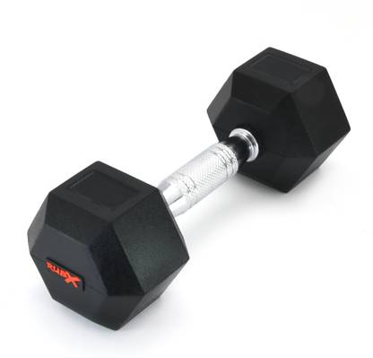 RUBX Rubber Encased Solid Hex Dumbbell Single Piece (2.5 KG SINGLE PIECE) Fixed Weight Dumbbell