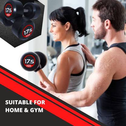 capital fitness Rubber Coated Professional Round Bouncer Dumbbells, 17.5 Kg(pair) Fixed Weight Dumbbell