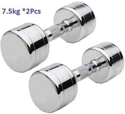 GYM KART (7.5 Kg X 2 Pcs) Jumbo Quality Steel Chrome Fixed Weight Dumbbell