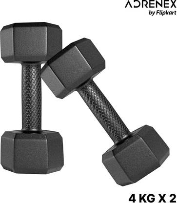 Adrenex by Flipkart 4 Kg x 2 PVC Hexa Dumbbell Set Fixed Weight Dumbbell