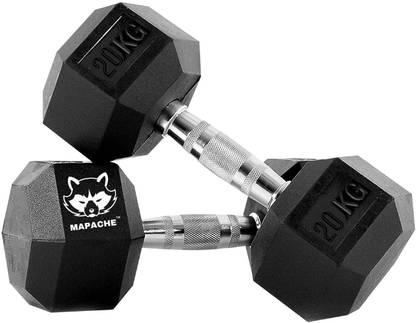 MAPACHE Hexagonal Dumbbells 20Kg x 2 Set Fitness Gym Dumbbell Set Gym Workout Fixed Weight Dumbbell
