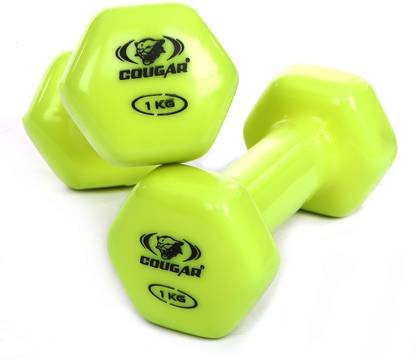 COUGAR Dumbbells , Vinyl Dumbbell Set , 1 Kg Pair IRIS Hex Vinyl Coated Non-Slip Weight Fixed Weight Dumbbell