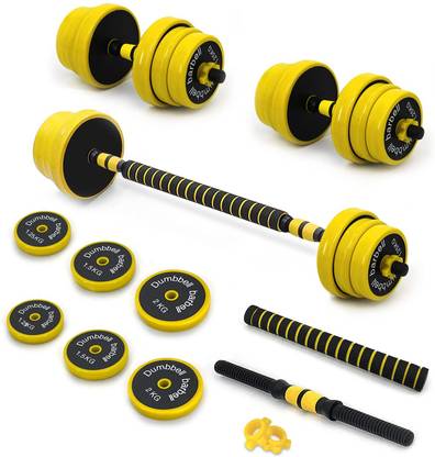 TheDumbbells 20 kg Fitness Dumbbell with Barbell Home Gym Adjustable Dumbbell Resistance band 20kg Home Gym Combo