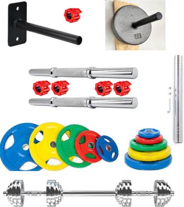 YMD Metal Integrated Rubber Dumbbell Plate 2.5KGX4Pc 28mm Connector 1Pc Holding Pin Adjustable Dumbbell
