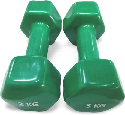 SRIDAYA Set of 3 Kg Vinyl Dumbbells for Men & Women (3kg x 2pcs = 6kg) Fixed Weight Dumbbell
