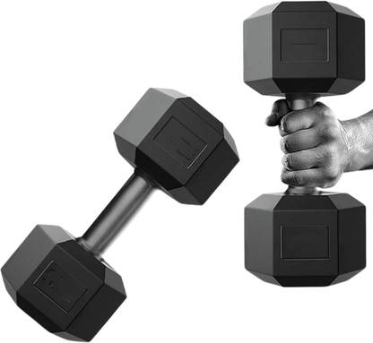 ANSH FIT 10Kg PVC Hex Dumbbells 5Kg Each Compact Workout Gear Adjustable Dumbbell
