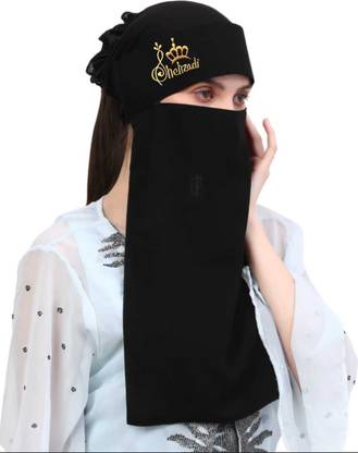 Dhyeyu Chiffon Solid, Self Design, Striped Naqab