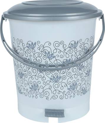N H Enterprise New Unique Printed Design Standard Plastic Pedal Bin ( 12 L - Grey ) डस्टबिन