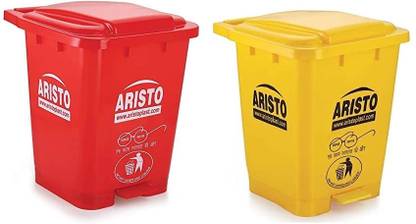 Aristo ARISTO Plastic Pedal Garbage Waste Dustbin 45 LTR (Red+Yellow) Combo Plastic Dustbin
