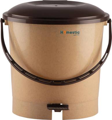 HOMESTIC by Kuber Industries Multiuses Plastic Pedal Dustbin, Trash Can With Handle, 7 Litre (Brown) Plastic Dustbin