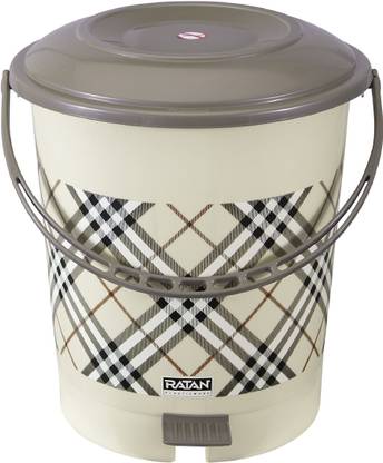 RATAN BON BON Checks Print Dustbin with Pedal Bin,Trash Bin For Home,Bathroom, Kitchen Plastic Dustbin