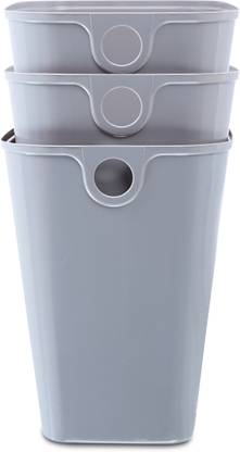 Comet Comet Plastic Open Top Waste Bin/Waste Paper Basket (7L), Set Of 3,Home & Office PP (Polypropylene) Dustbin