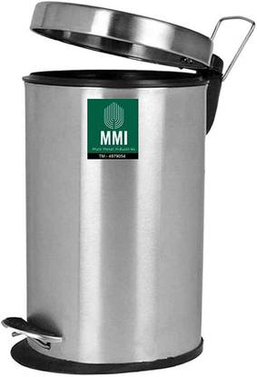 MOTI METAL INDUSTRIES MMI MMI Trash Can Pedal Bin, 11 Litter| Round Stainless Steel Heavy Garbage Bin with Soft Close Lid & Step Foot Pedal |with Removable Inner Bucket For Kitchen, Bathroom & Office Dustbin Stainless Steel Dustbin