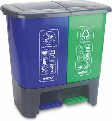 NAYASA 2 In 1 Pedal Bin Bold- 25 Ltr (12.5 L Each) Wet & Dry Plastic Pedal Bin For Home Plastic Dustbin