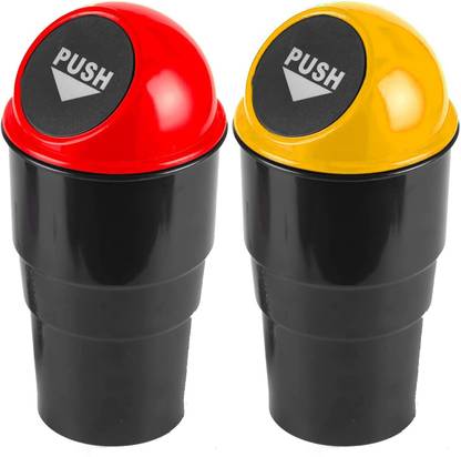 TruClick Mini Car Trash Bin Trash Garbage Can for All Car Office Home Desktop (Pack of 2) Plastic Dustbin