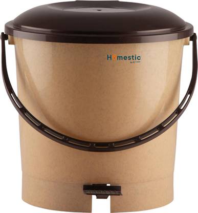 HOMESTIC by Kuber Industries Multiuses Plastic Pedal Dustbin, Trash Can With Handle, 7 Litre (Brown) Plastic Dustbin