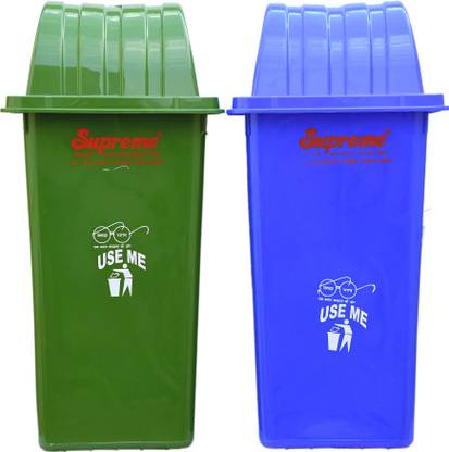 Rgtas Supreme 90 Liter Green Blue (Pack 2) Plastic Dustbin