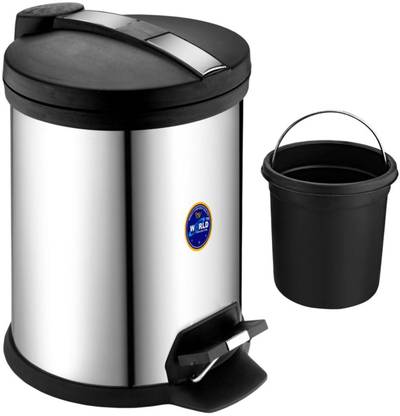 MS WORLD Stainless Steel Pedal Dustbin with Lid & Removable Bucket for Home, Office, Shop Stainless Steel Dustbin
