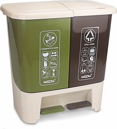 NAYASA 2 IN 1 Bold Waste Bin | Seperate Pedals | Dry and Wet Waste Bin | Plastic Dustbin