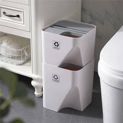 Oncarnival Trash Can Stacked Sorting Bin Recycling Bin Household Dry and Wet Separation PP (Polypropylene) Dustbin