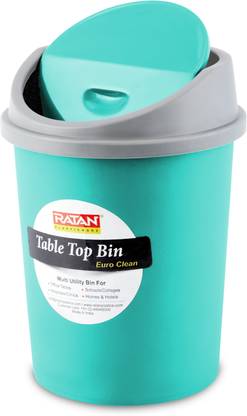RATAN RATAN PLASTICWARE Euro Clean Table Top Dustbin (Big)-Green (Pack of 1) Plastic Dustbin