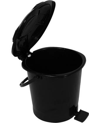 HOMESTIC by Kuber Industries Durable Plastic Pedal Dustbin|Waste Bin With Handle,7 Litre (Black) Plastic Dustbin