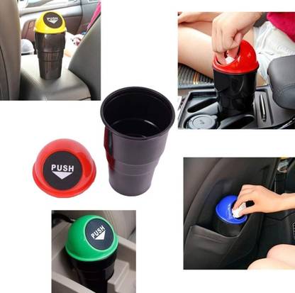 Print Lock Mini Car Trash Bin Can Holder Dustbin Plastic Dustbin