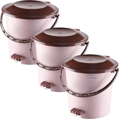 HOMESTIC by Kuber Industries Plastic Pedal Dustbin For Kitchen with Bedroom 5 Liter Dustbin|Pack of 3|Peach Plastic Dustbin