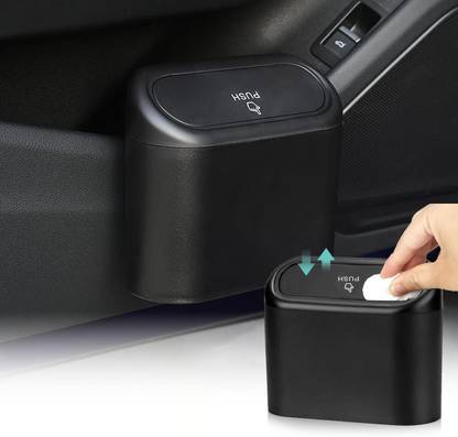 Verilux Small Car Trash Bin Clip On with Flip Lid Push Lid Multi Purpose Waterproof Plastic Dustbin