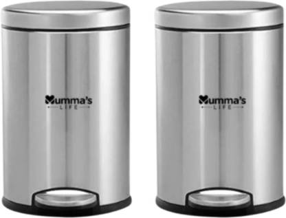 Mumma's LIFE Stainless Steel Pedal Bin with Plastic Bucket And Lid 5Ltr Stainless Steel Dustbin