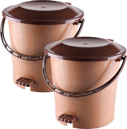 KUBER INDUSTRIES Plastic Pedal Dustbin For Kitchen with Bedroom 5 Liter Dustbin|Pack of 2|Coffee Plastic Dustbin