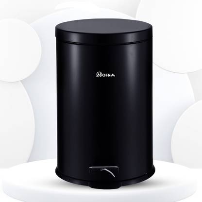 Mofna Black Pedal Dustbin Trash can Paper Bin 7x10 Inch, 5 Liter Stainless Steel Dustbin