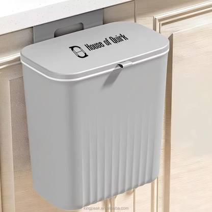 HOUSE OF QUIRK Hanging Kitchen Trash Can With Lid, Double-Sided Open Lid Design Plastic Dustbin