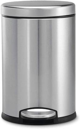 Mumma's LIFE Stainless Steel Plain Pedal Bin with Plastic Bucket - Lid (Pedal Bin 5LTR) Stainless Steel Dustbin