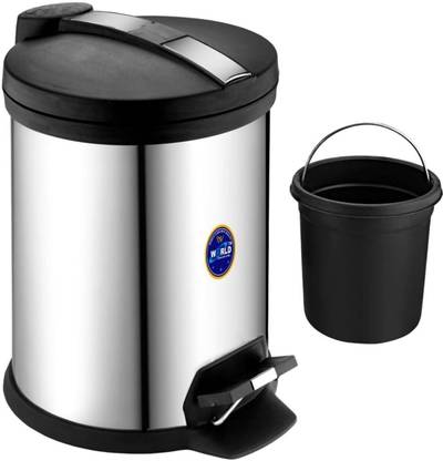 MS WORLD Stainless Steel Pedal Dustbin with Lid & Removable Bucket for Home/Office/Shop Stainless Steel Dustbin