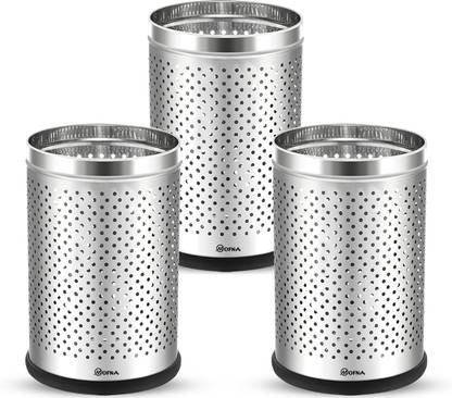 Mofna Stainless Steel Perforated Dustbin, 7x10-Inch, 5L - Set of 3 Stainless Steel Dustbin
