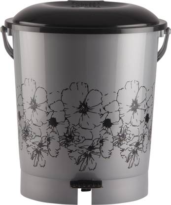 POLYSET Polyset Super Pedal Bin 8 Screen Print, Grey Plastic Dustbin