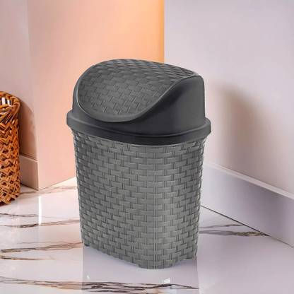 HOMESTIC by Kuber Industries Plastic Dustbin, Garbage Bin, Trash Can, Waste Bin With Swing Lid 7 Litre (Grey) Plastic Dustbin