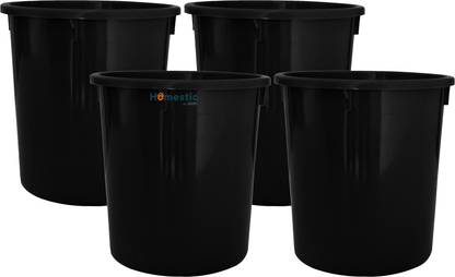 HOMESTIC by Kuber Industries Plastic Open Dustbin, Trash Bin, Garbage Bin, Waste Bin, 5Ltr Pack of 4 (Black) Plastic Dustbin