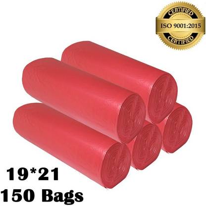 Shopative Red Biodegradable 19x21 pack of 5 (150 Bags) Medium 18 L Garbage Bag (150 Bags) Plastic Dustbin