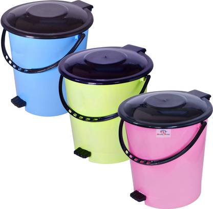 Heart Home Plastic Pedal Dustbin For Kitchen|5 Liter Dustbin|Pack of 3|Multicolor Plastic Dustbin