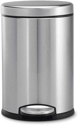 Mumma's LIFE Stainless Steel Plain Pedal Bin with Plastic Bucket - Lid (Pedal Bin 5LTR) Stainless Steel Dustbin
