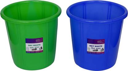 The Ubals The Ubals 10 ltr Green & Blue Plastic Dustbin for Home, Kitchen, Office, College Plastic Dustbin
