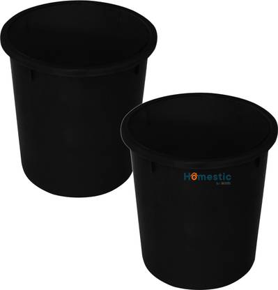 HOMESTIC by Kuber Industries Plastic Open Dustbin, Garbage Bin For Home, 5Ltr.- Pack of 2 (Black) Plastic Dustbin