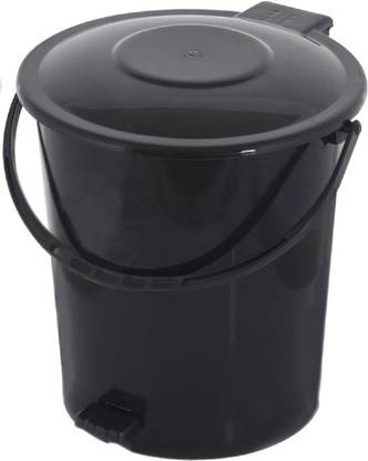 KUBER INDUSTRIES Plastic Dustbin Garbage Bin with Handle, 10 Liters (Black) Plastic Dustbin