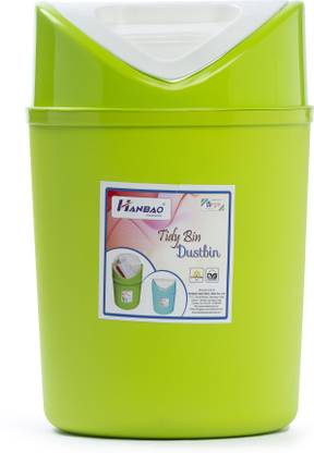 Hanbao Tidy Dustbin Swivel lid, Home/Office ,capacity upto 5ltrs, Big, Road Green, PP (Polypropylene) Dustbin