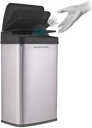 Ninestars DZT-50-28 Touchless Stylish Motion Sensor Dustbin with Lid Stainless Steel Dustbin