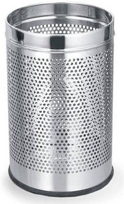 TOPAZ Stainless Steel Perforated Dustbin / Waste bin / Trash Bin / Garbage bin for Home & Office (8 Liter - 8 Dia X 10 Height inch) Stainless Steel Dustbin